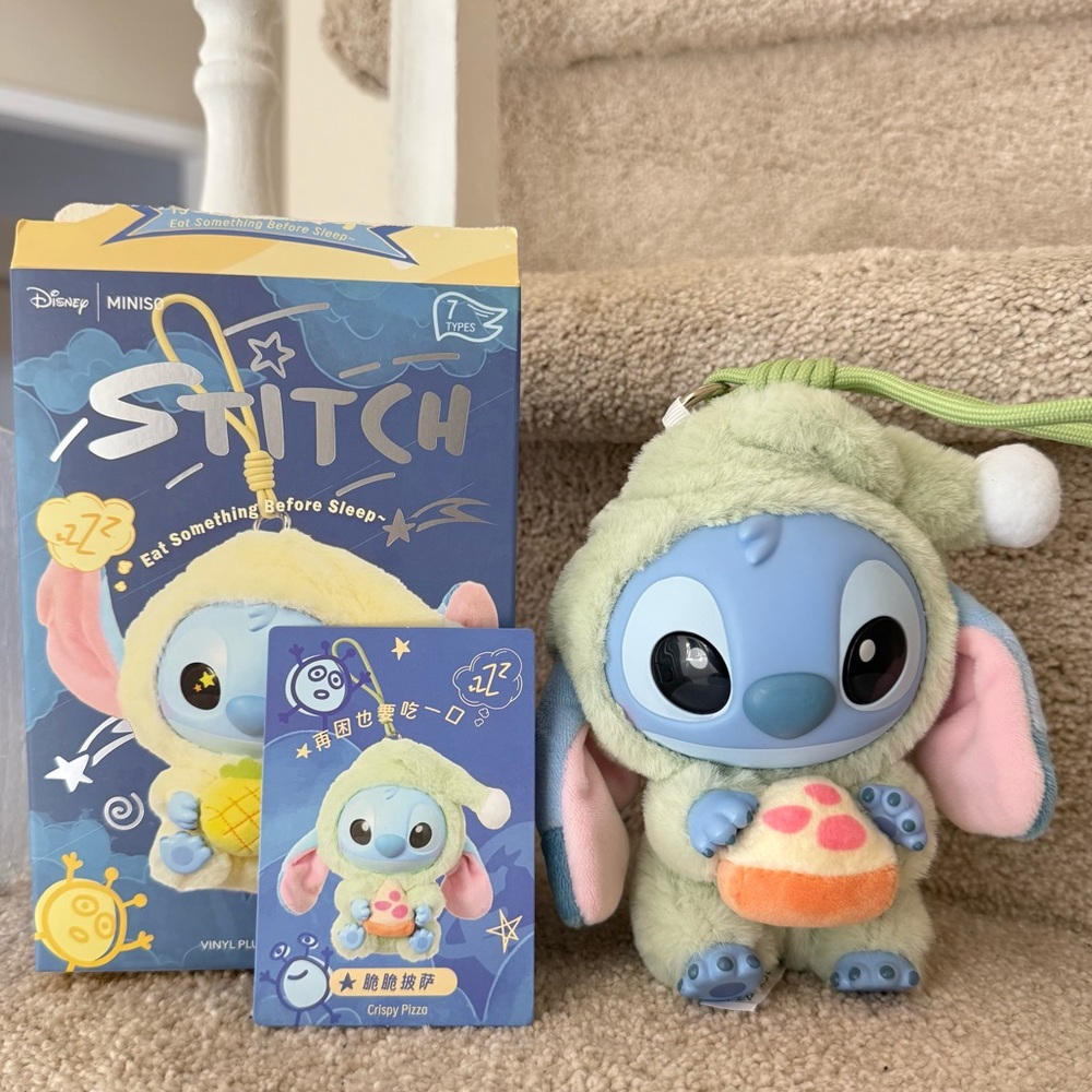 Stitch “Eat Something Before Sleep” Plush Bag Clip from Miniso - Crispy Pizza 🍕